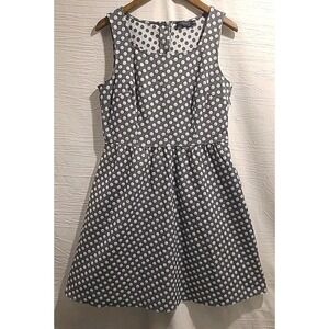 The‎ Limited 12 Gray White Polka Dot A-Line Dress Pockets Cotton Blend Stretch